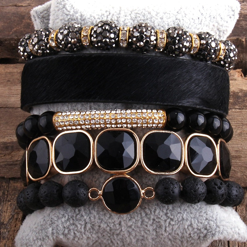 5pc Handmade Natural Stone Bracelets Set - thebodymindsoulshop