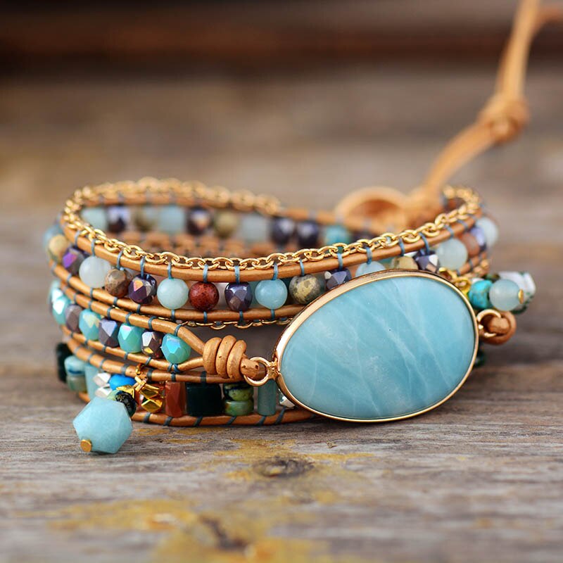 Amazonite Beaded Strands Bracelet, unisex - thebodymindsoulshop