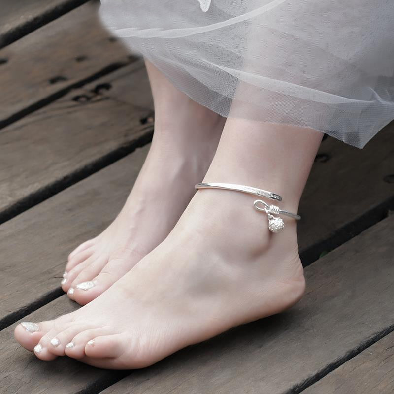 Adjustable Silver Bell Ring Anklet - thebodymindsoulshop