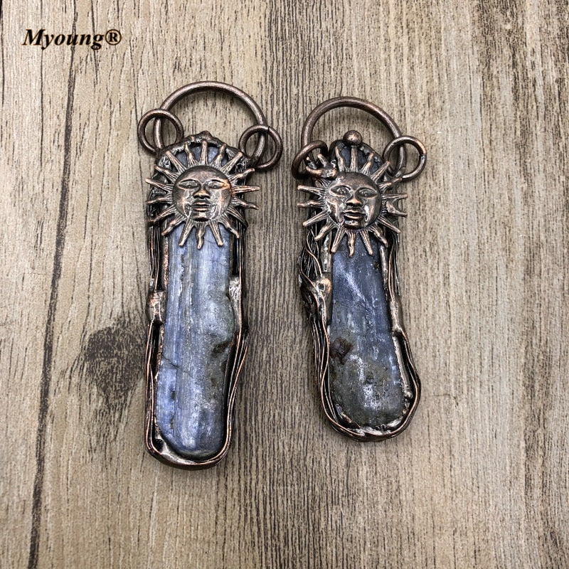 Irregular Natural Kyanite Vintage Sun Pendants - thebodymindsoulshop