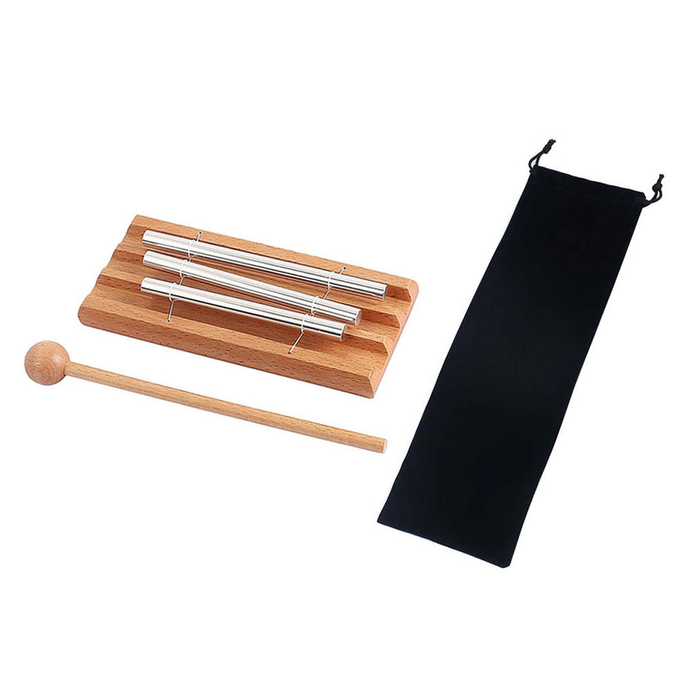 Bell w/ Wooden Mallet & Bag, Meditation Chime - thebodymindsoulshop