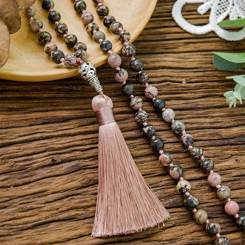 108 bead, Rose agate Mala - thebodymindsoulshop