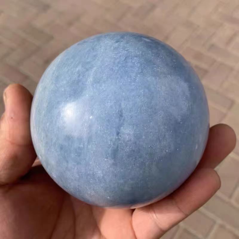 Blue Celestite Crystal Sphere w/stand - thebodymindsoulshop