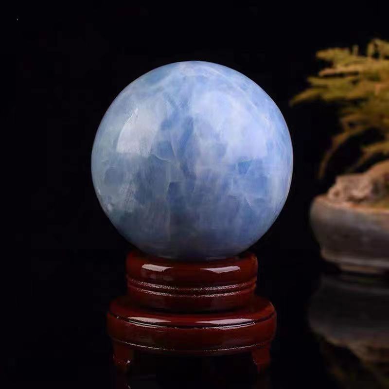 Blue Celestite Crystal Sphere w/stand - thebodymindsoulshop