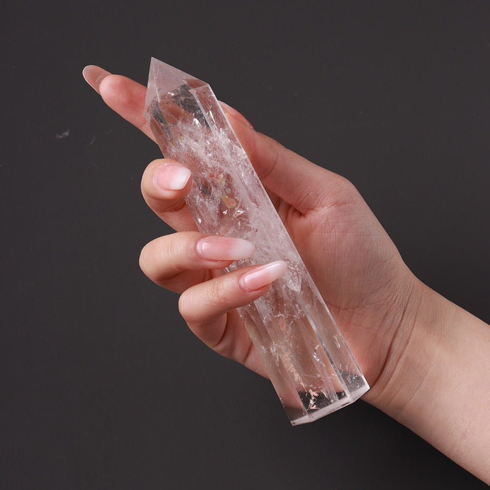 Crystal Clear Quartz Obelisk Wand - thebodymindsoulshop