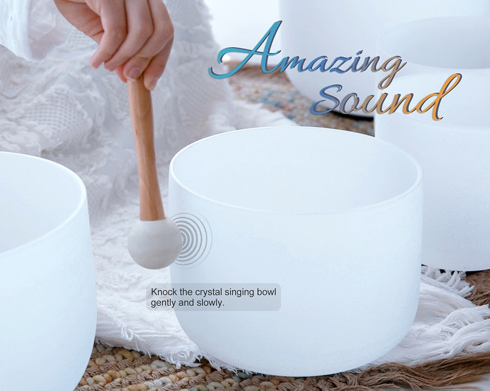 High End Frosted Quartz Singing Bowl Set - thebodymindsoulshop