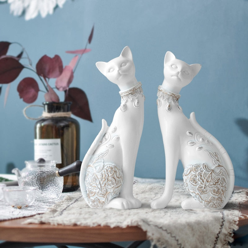 Pair of Cat statues (3 colors available) - thebodymindsoulshop