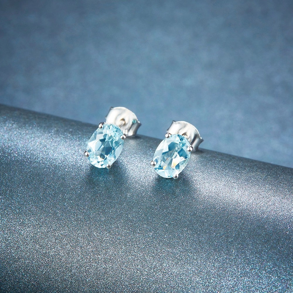 Aquamarine Stud Earrings - thebodymindsoulshop