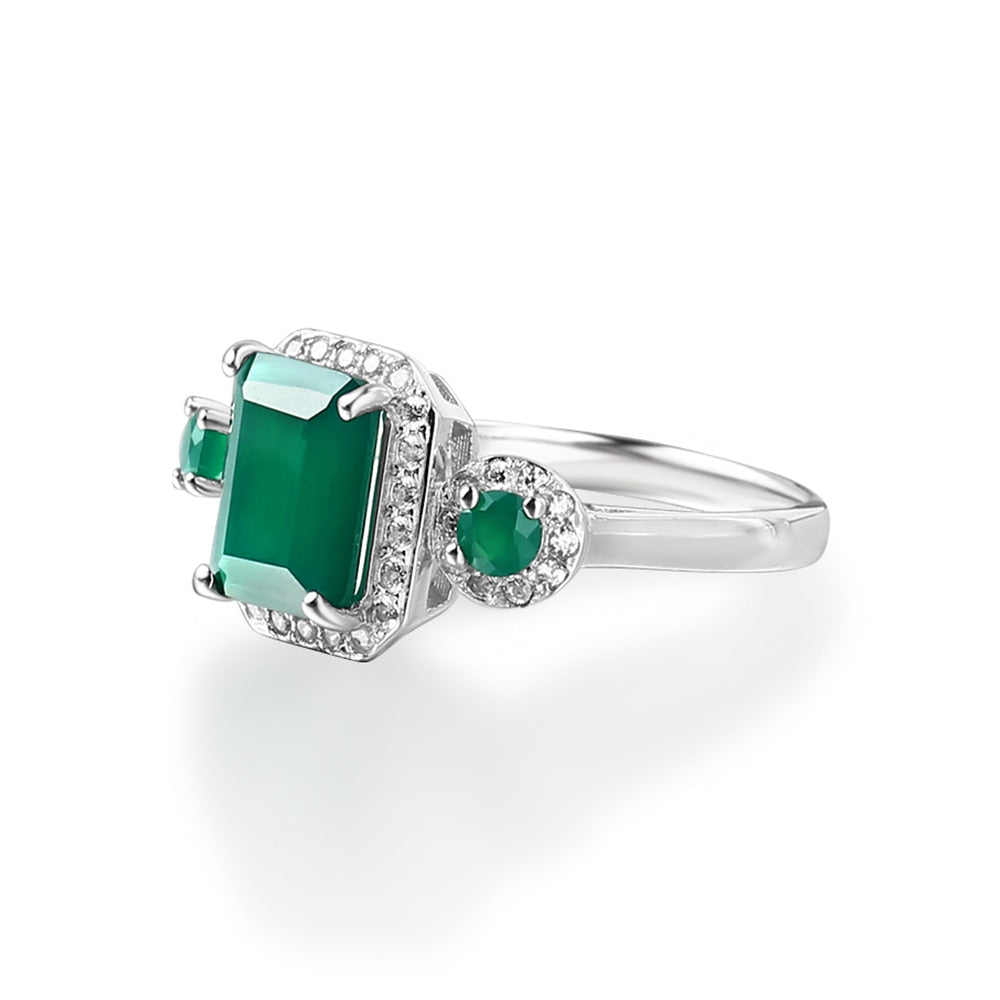 Emerald cut, in Sterling Silver rings (Green Agate, Mystic Quartz, or Blue Tourmaline) - thebodymindsoulshop