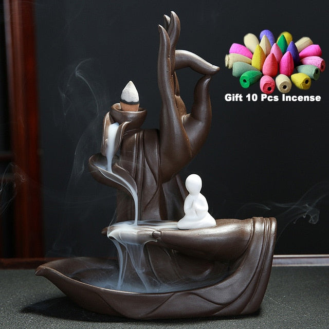 Ceramic Buddha Hand Backflow Incense Burner - thebodymindsoulshop