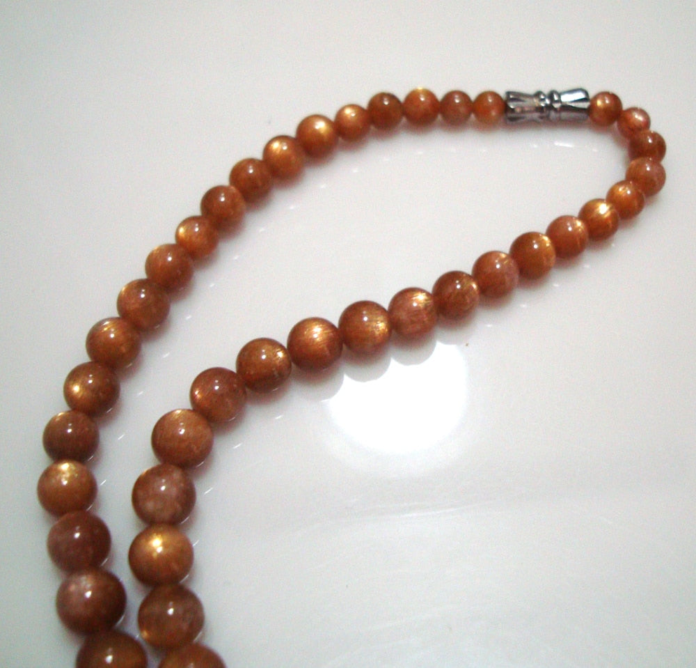 Sunstone Round Beads Necklace - thebodymindsoulshop