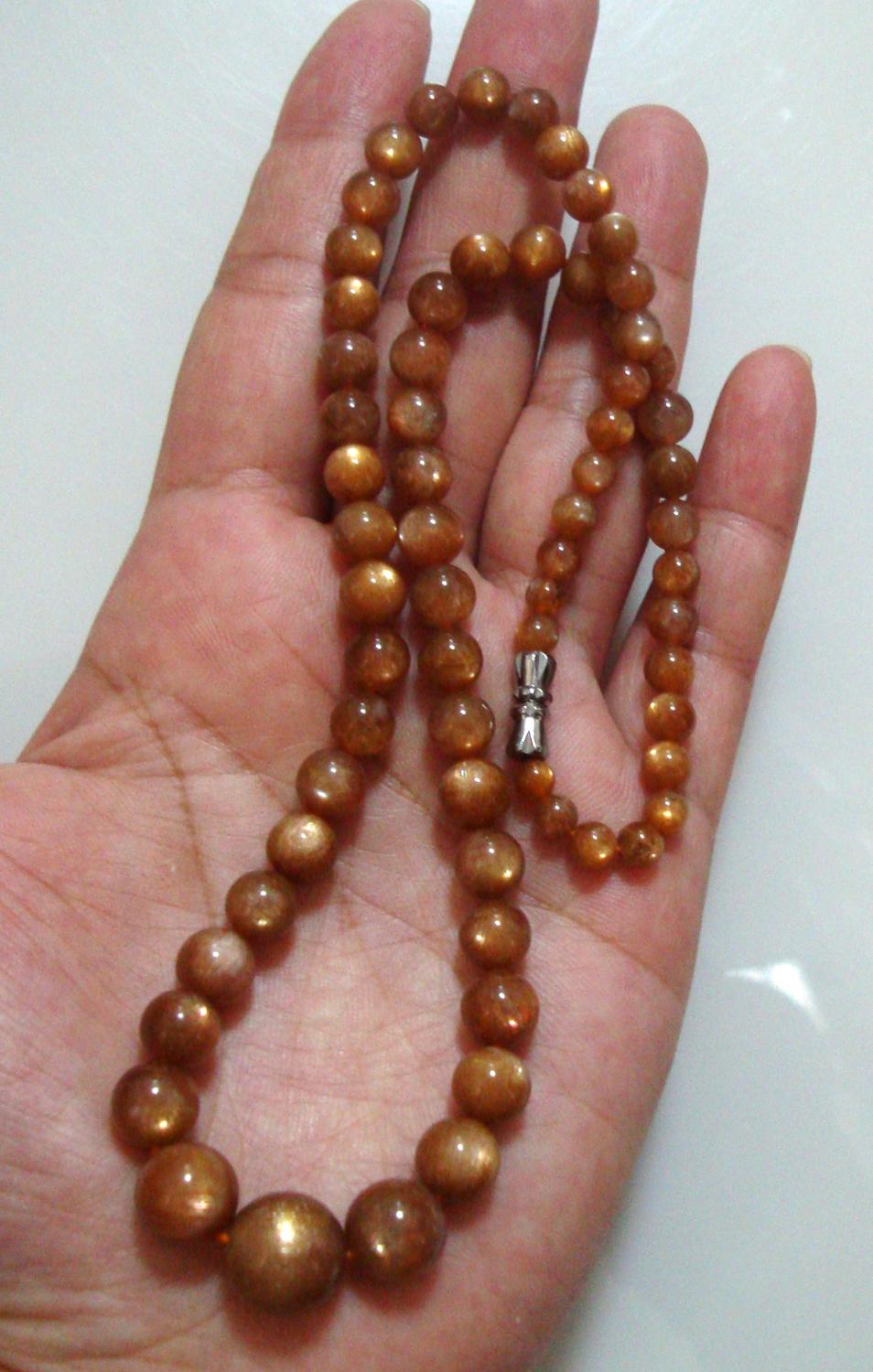 Sunstone Round Beads Necklace - thebodymindsoulshop