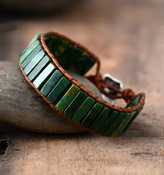 Unisex Stone Tube Bead Cuff Bracelet - thebodymindsoulshop