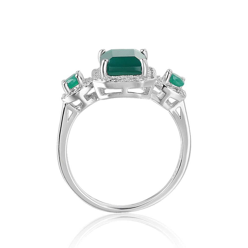 Emerald cut, in Sterling Silver rings (Green Agate, Mystic Quartz, or Blue Tourmaline) - thebodymindsoulshop