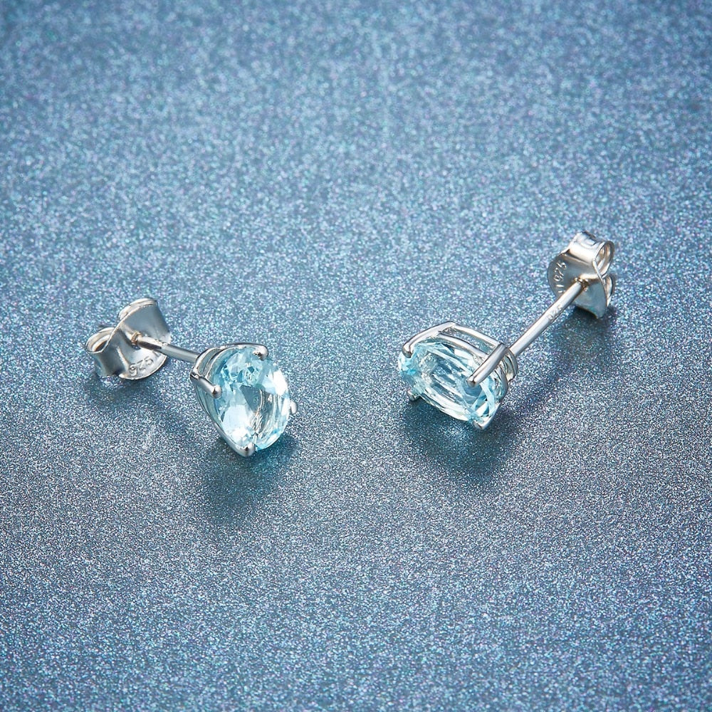 Aquamarine Stud Earrings - thebodymindsoulshop