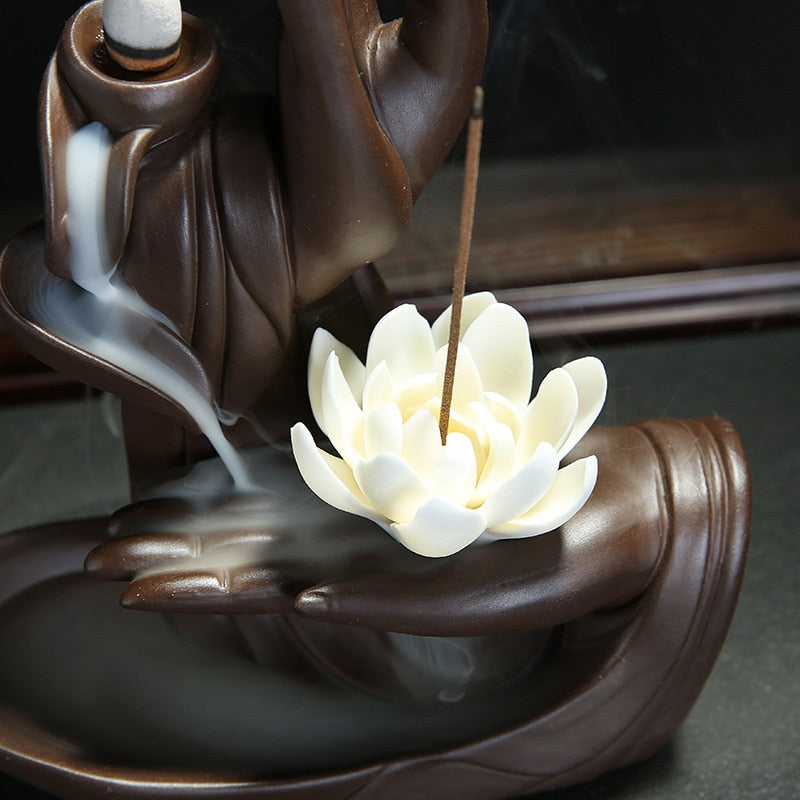 Ceramic Buddha Hand Backflow Incense Burner - thebodymindsoulshop