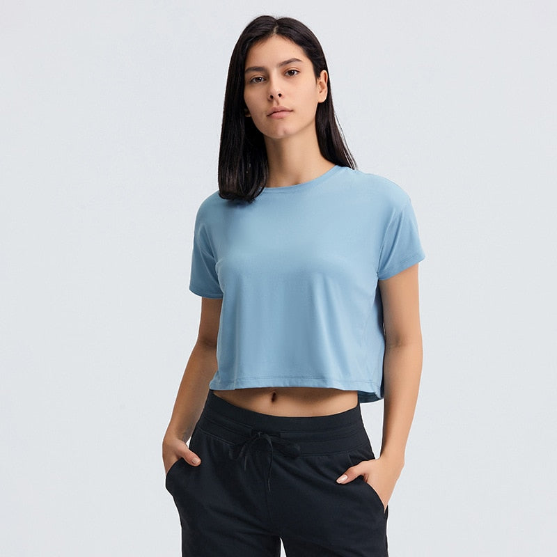 Seamless Sport t-Shirts Yoga Crop Top - thebodymindsoulshop