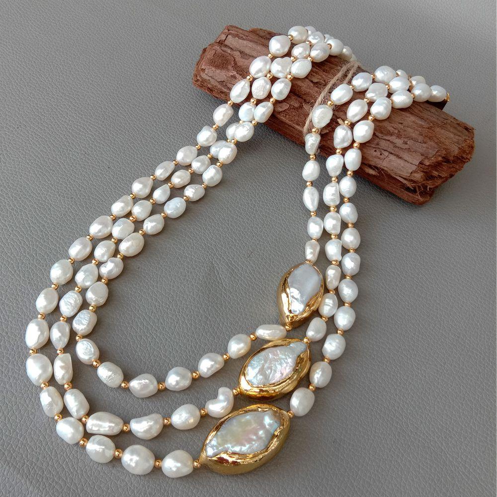 Cultured Baroque Pearl, Keshi Pearl & Gold, Necklace - thebodymindsoulshop