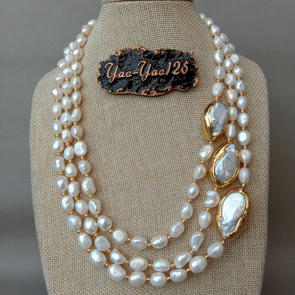 Cultured Baroque Pearl, Keshi Pearl & Gold, Necklace - thebodymindsoulshop