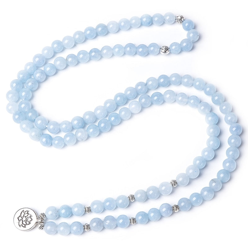 108 8mm Aquamarine Mala Bracelet - thebodymindsoulshop