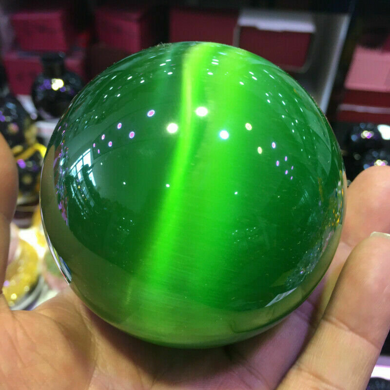 green Cat Eye Crystal Sphere - thebodymindsoulshop