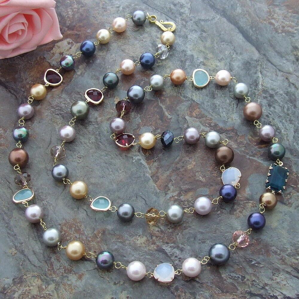 Sea Shell Pearl & Crystal Necklace - thebodymindsoulshop