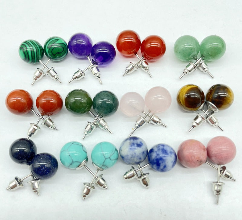 Gem Stone Stud Earrings - thebodymindsoulshop