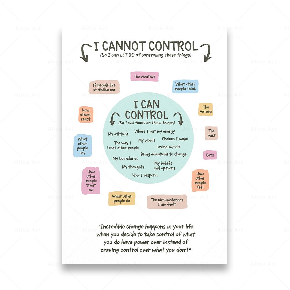 What I Can and Cannot Control Posters - thebodymindsoulshop