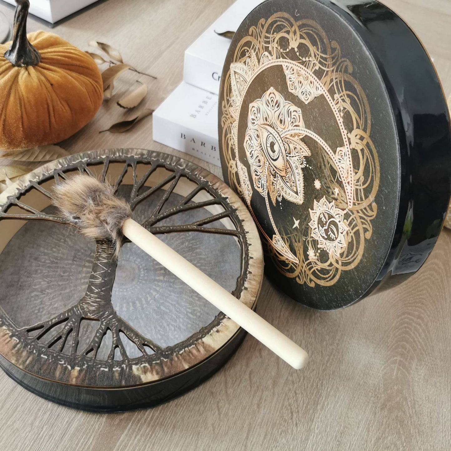 Handmade Shaman Drum, Alchemical Moon - thebodymindsoulshop