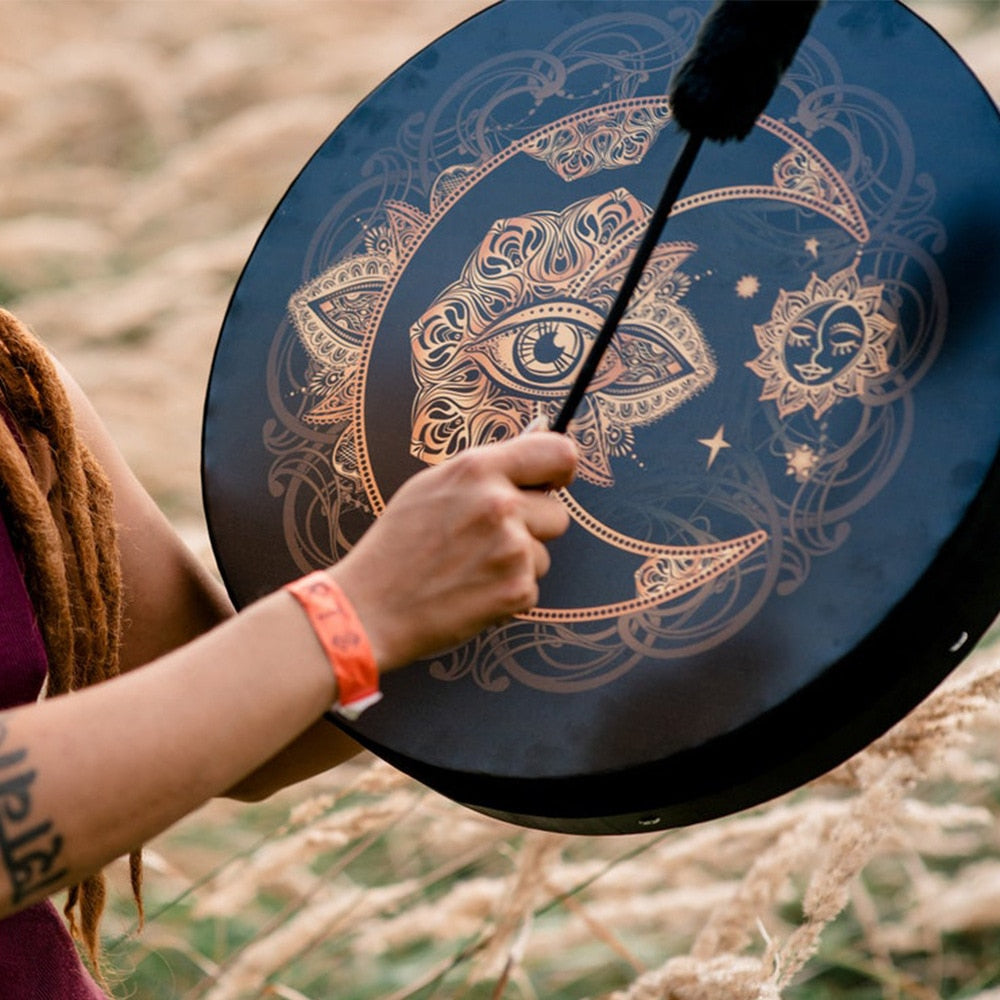 Handmade Shaman Drum, Alchemical Moon - thebodymindsoulshop