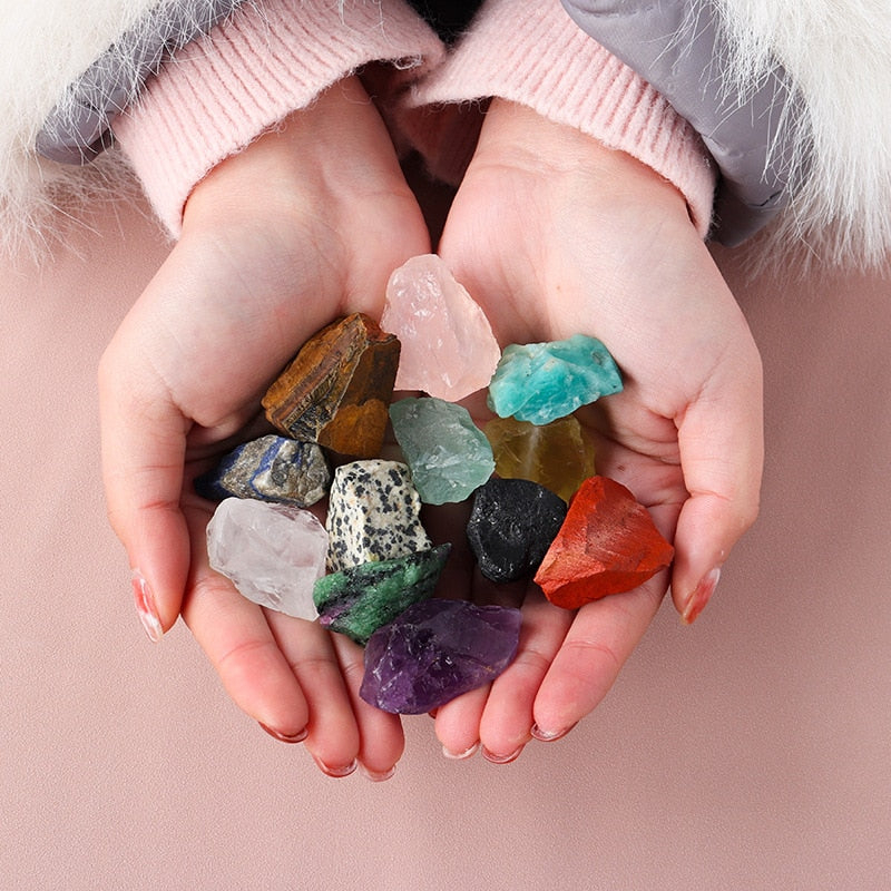 12pcs Rough Stone Collection Box, Reiki/Chakra - thebodymindsoulshop