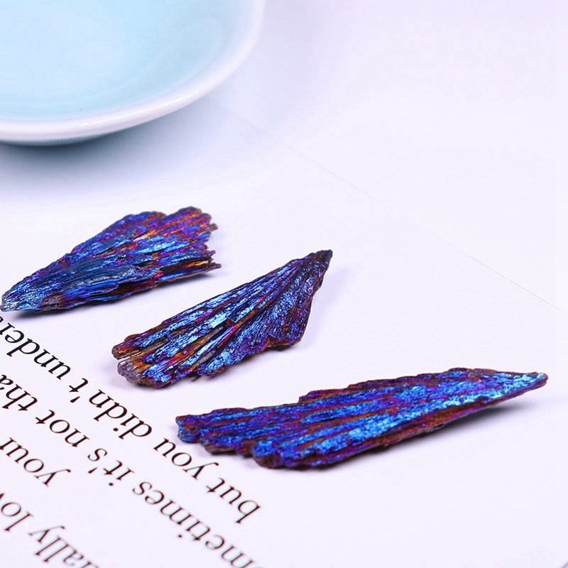 Rainbow Kyanite Titanium Peacock Feather Crystal - thebodymindsoulshop