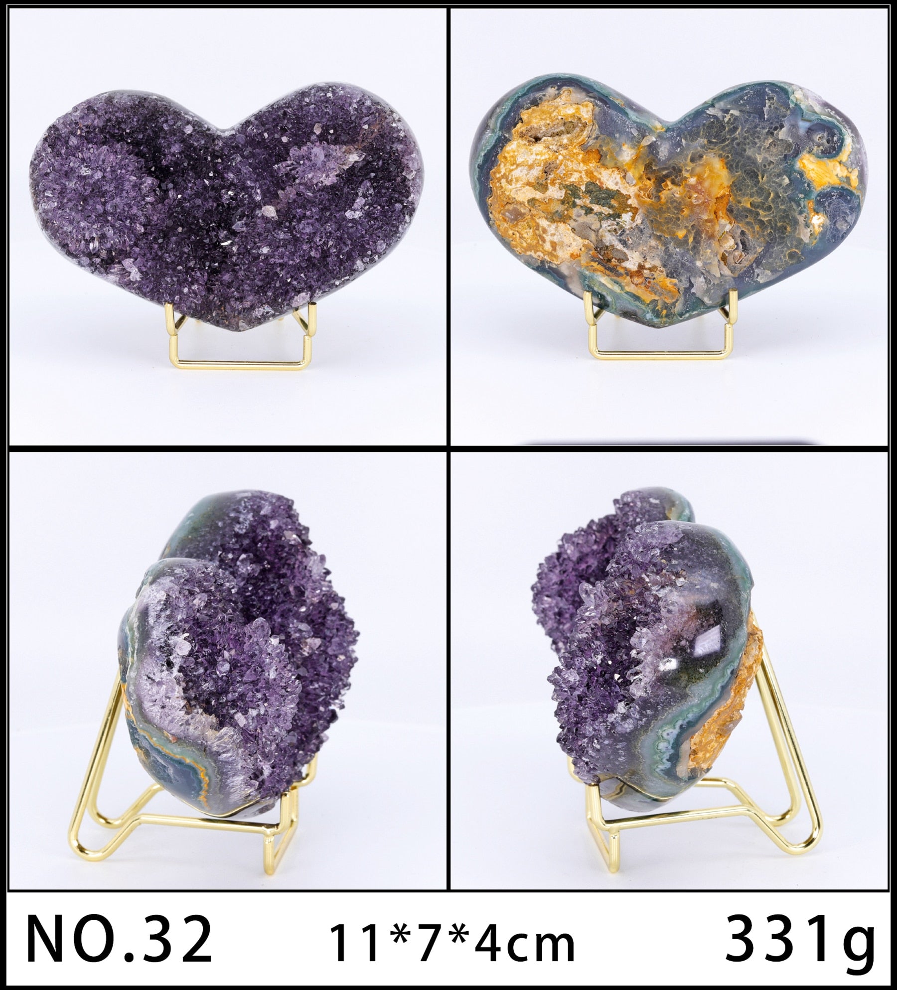 Heart Magic Stone Geodes (various gem types) - thebodymindsoulshop