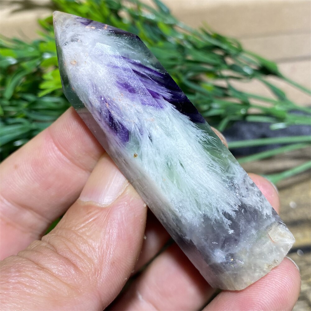 Feather Fluorite Natural Crystal Wand - thebodymindsoulshop