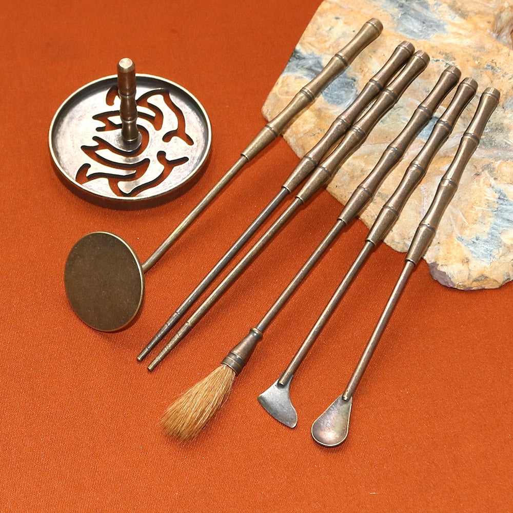 Copper Incense Tools Set w Ashes for Powder incense (various kits available) - thebodymindsoulshop