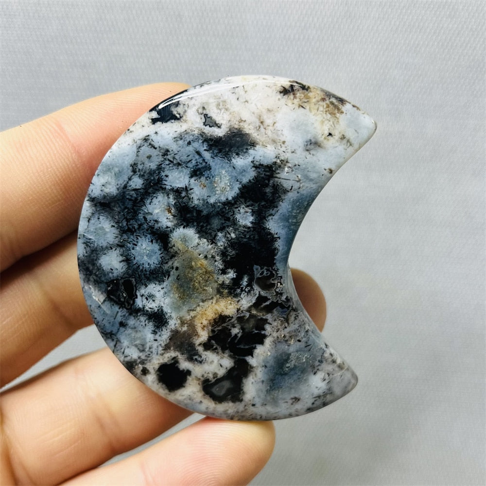 Black Sakura Agate Moon - thebodymindsoulshop