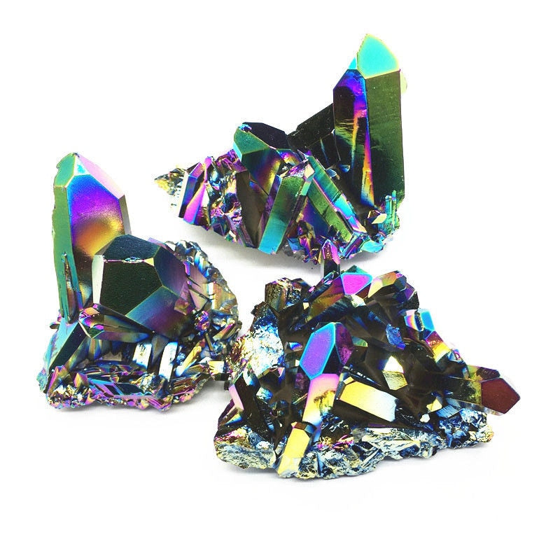 Rainbow Aura Quartz Crystal Cluster - thebodymindsoulshop