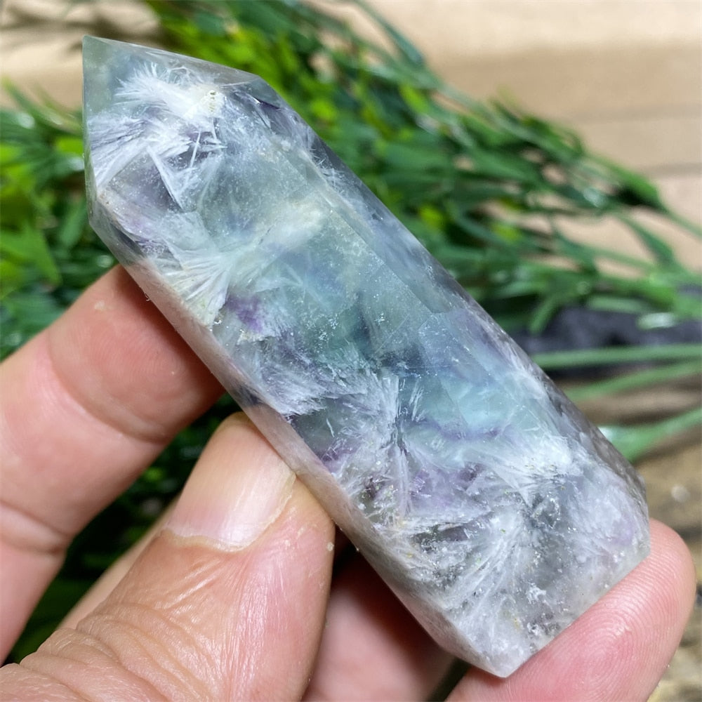 Feather Fluorite Natural Crystal Wand - thebodymindsoulshop