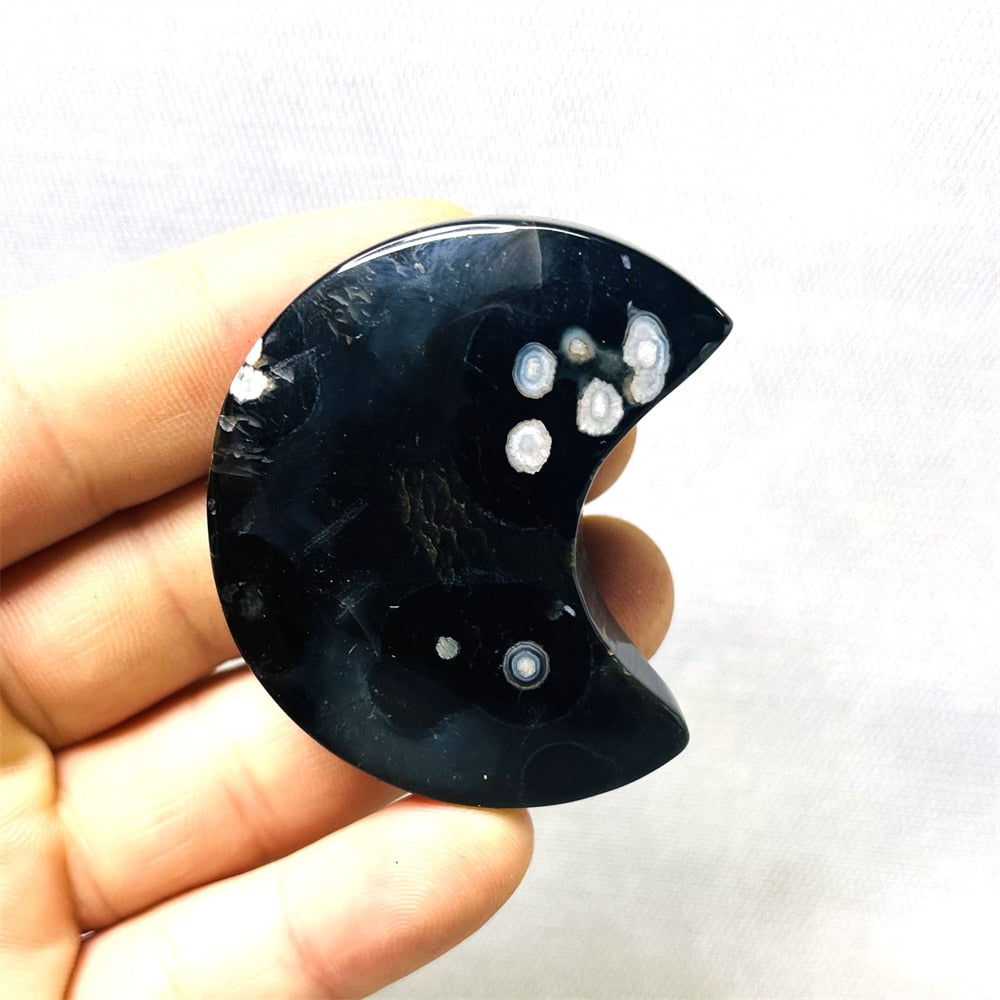 Black Sakura Agate Moon - thebodymindsoulshop