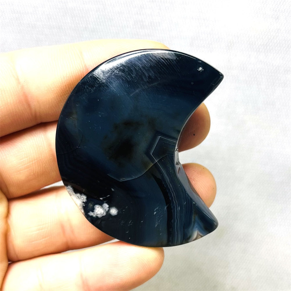 Black Sakura Agate Moon - thebodymindsoulshop