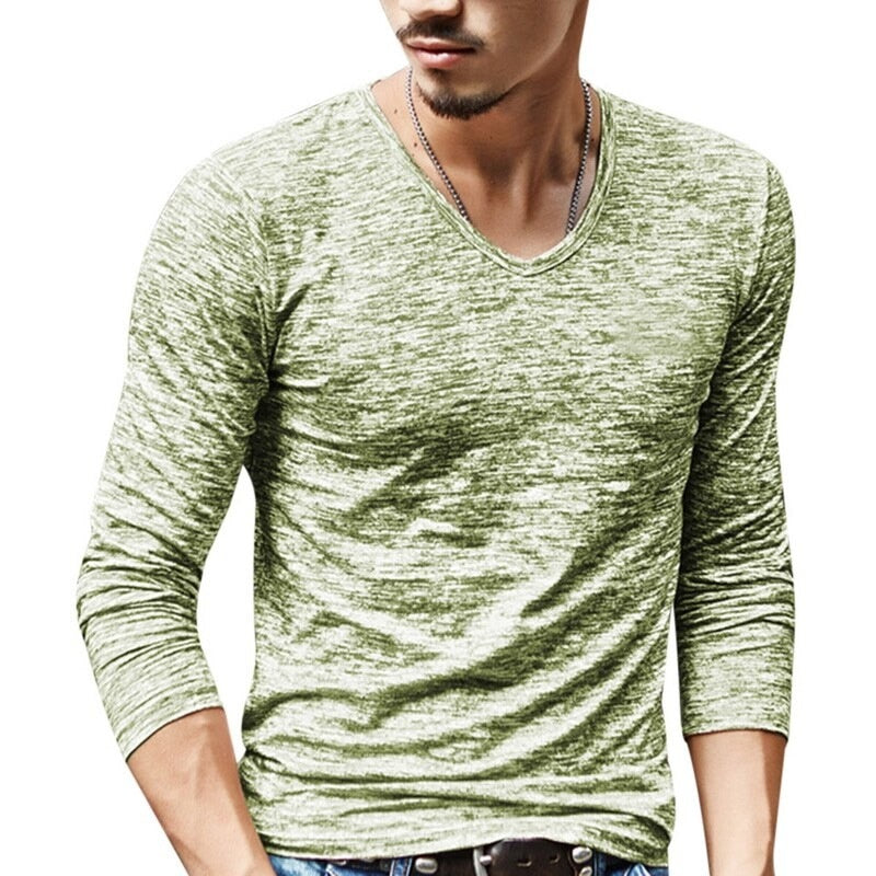 Men's Casual T Shirts, Long/short Sleeve V neck Slim fit - thebodymindsoulshop