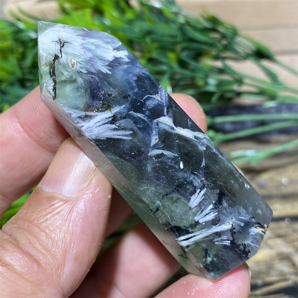 Feather Fluorite Natural Crystal Wand - thebodymindsoulshop