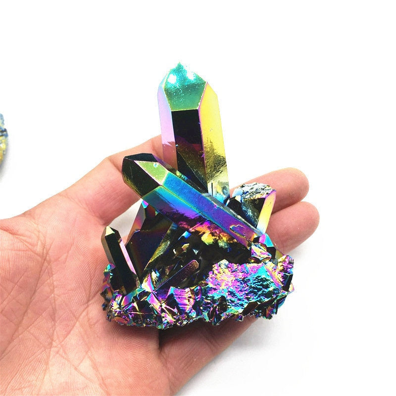 Rainbow Aura Quartz Crystal Cluster - thebodymindsoulshop