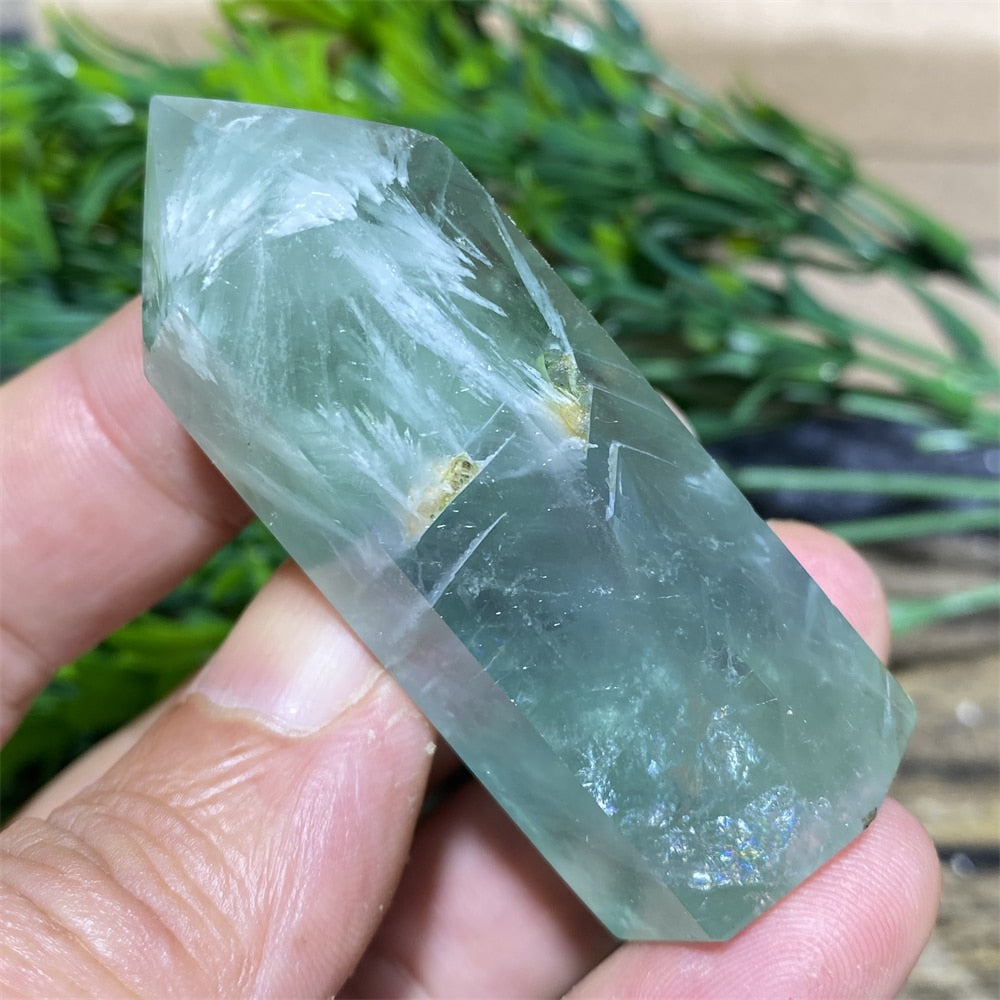 Feather Fluorite Natural Crystal Wand - thebodymindsoulshop