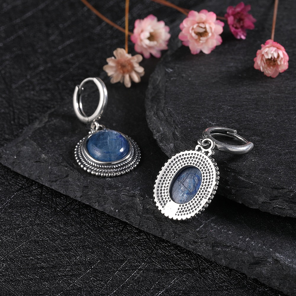 Elegant Oval & Sterling Silver Earrings, variety of Gems to choose from - thebodymindsoulshop