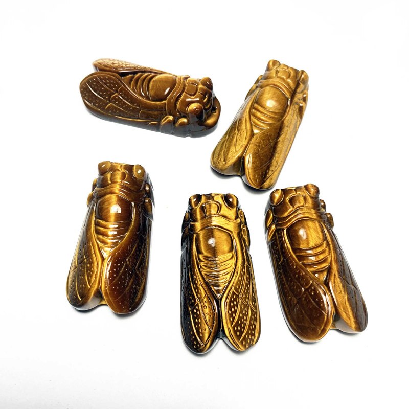 Tiger Eye Rock Cicada Carving - thebodymindsoulshop