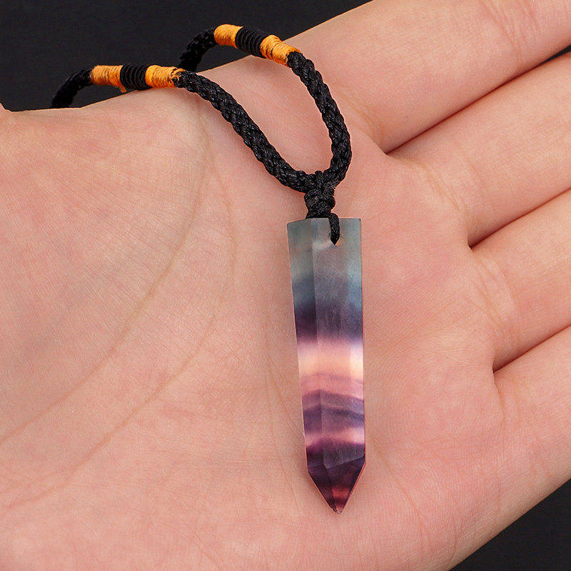 Fluorite  Crystal Point Wand Pendant - thebodymindsoulshop