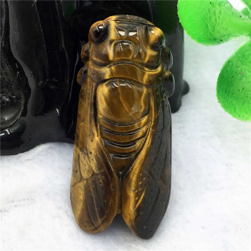 Tiger Eye Rock Cicada Carving - thebodymindsoulshop