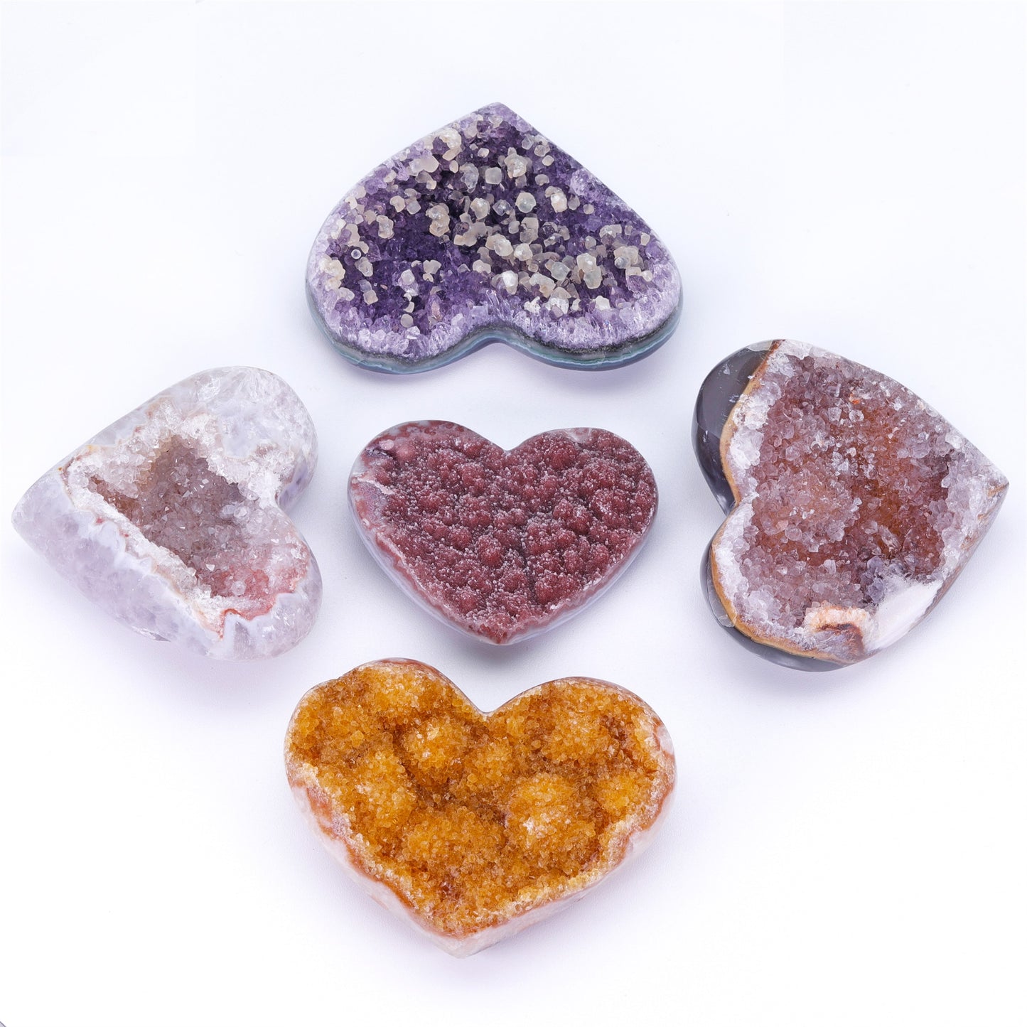 Heart Magic Stone Geodes (various gem types) - thebodymindsoulshop