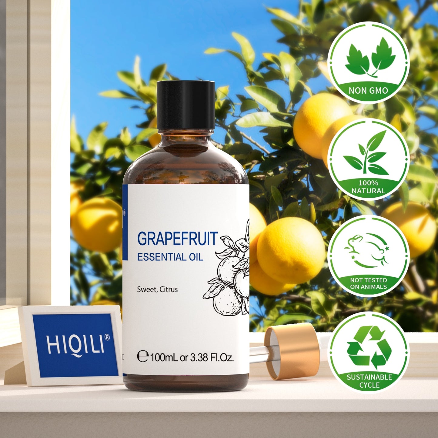 HIQILI 100ML,100% Pure Grapefruit Essential Oil - thebodymindsoulshop